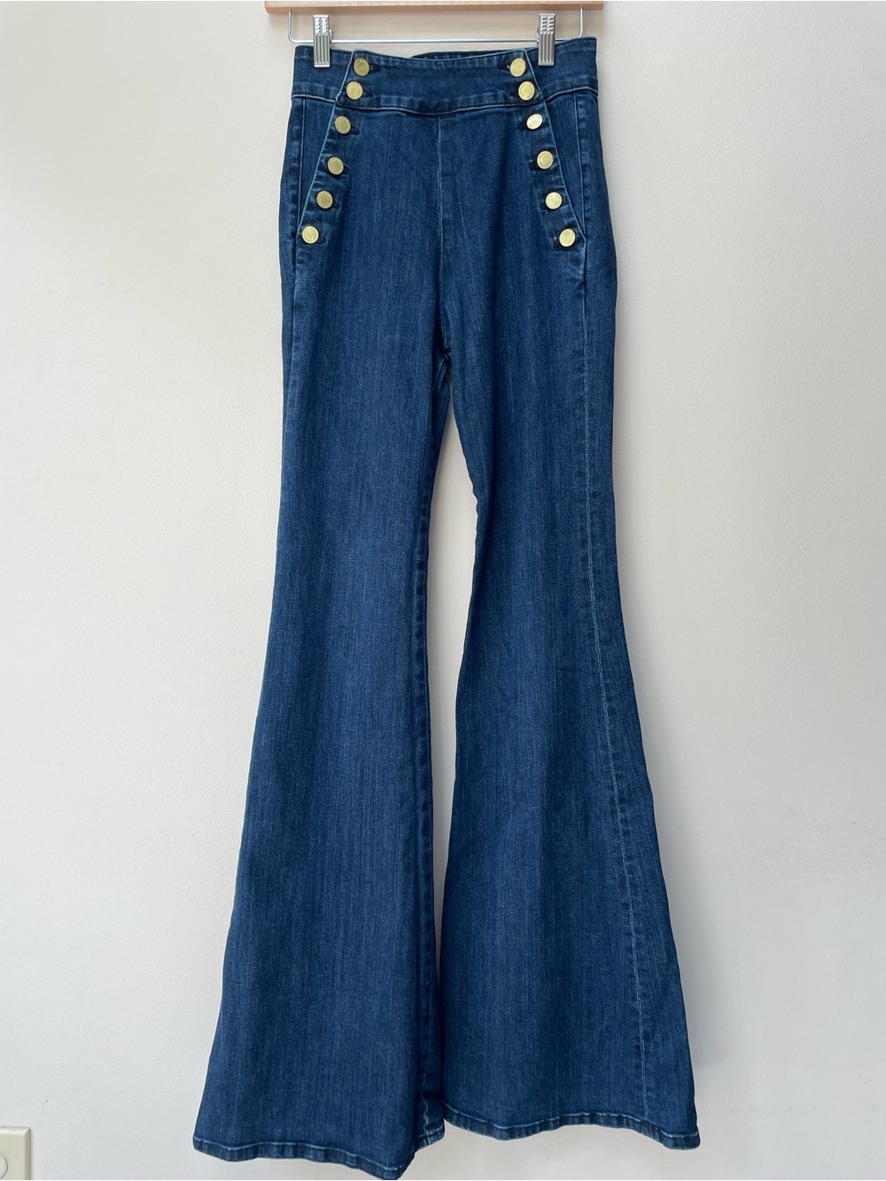 Ramy Brook Romee High Waisted Flare Jeans Dark Wash Blue Cotton Denim Size 24 - Picture 5 of 14